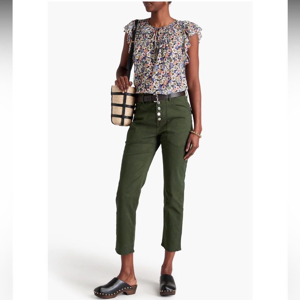 Veronica Beard Arya High Rise Straight Olive Green Pants 🫒